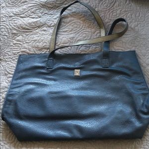 Brooklyn Industries large vegan leather tote blue
